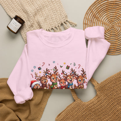 Christmas Reindeer Crewneck Sweatshirt — "Deerly Believed in Christmas" Holiday Pullover