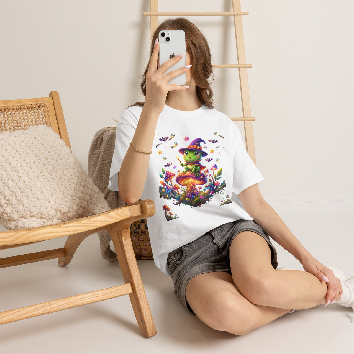 Cute Witch Frog T‑Shirt — Magical Mushroom Halloween Tee