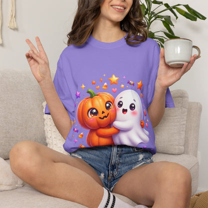 Halloween Pumpkin & Ghost T-Shirt — Cute Spooky Friends Graphic Tee