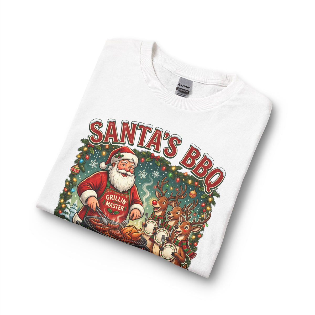 Santa’s BBQ Grillin’ Long Sleeve Shirt — Funny Christmas Santa BBQ Tee
