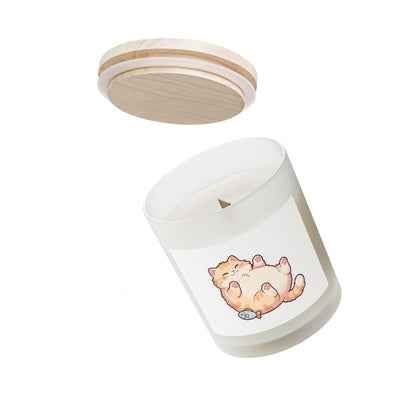 Cat Nap Frosted Glass Candle — 11oz Cozy Kitty Scented Candle