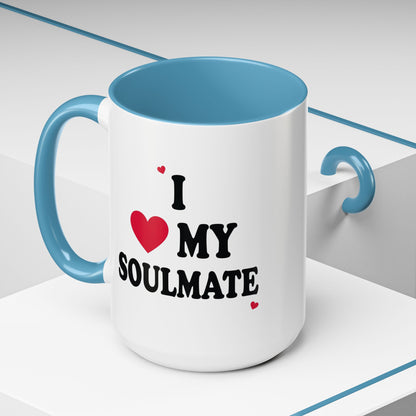 I Love My Soulmate Accent Coffee Mug