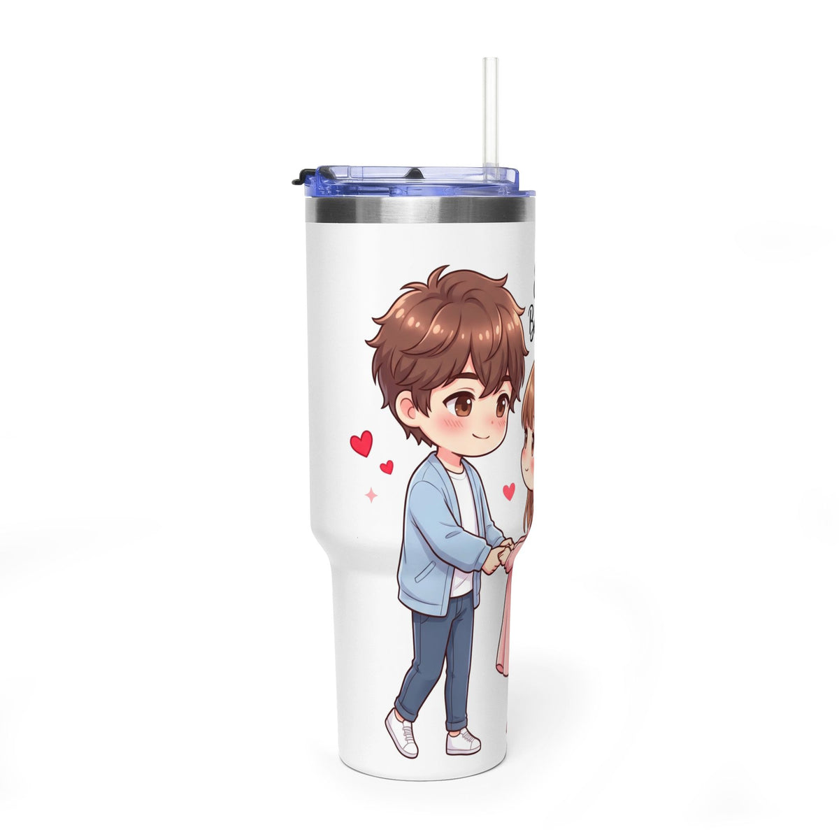 Cute Anime Boy Love Hearts 40oz Travel Tumbler