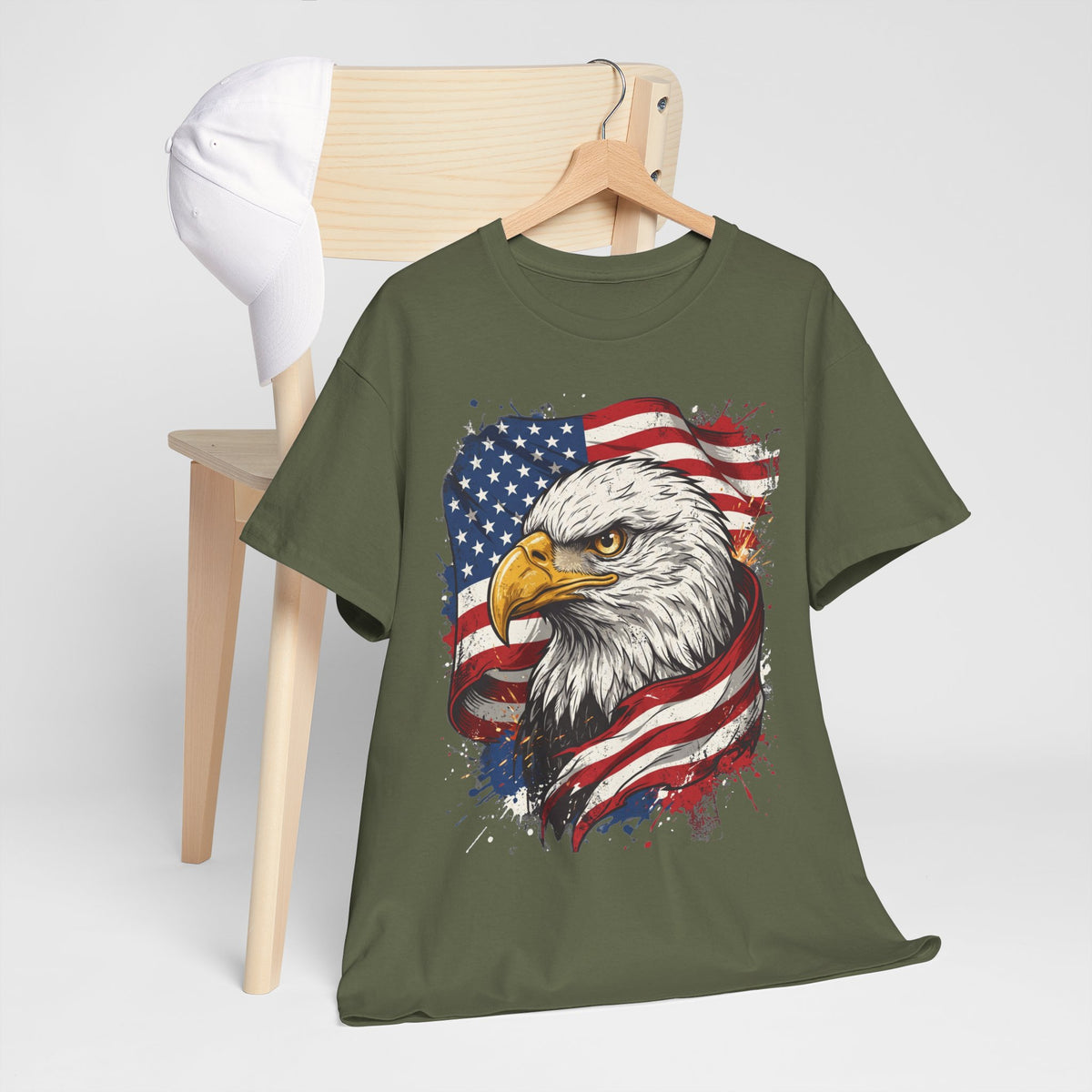 Patriotic Eagle T-Shirt — American Flag Bald Eagle Tee for 4th of July