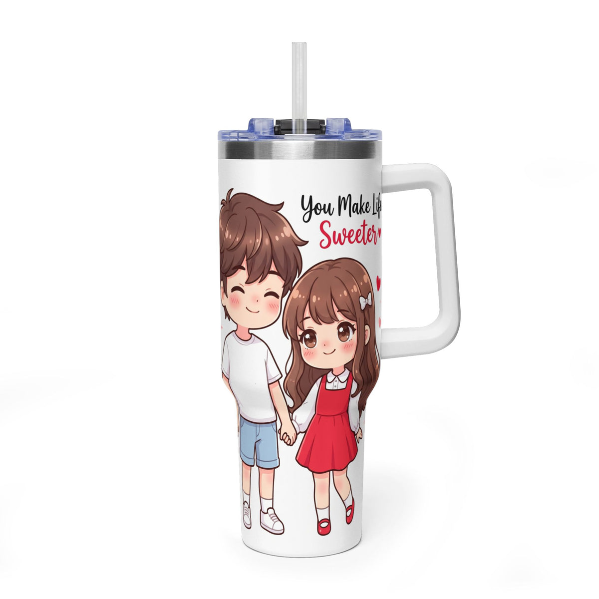 Cute Blushing Boy 40oz Vacuum Thermal Tumbler