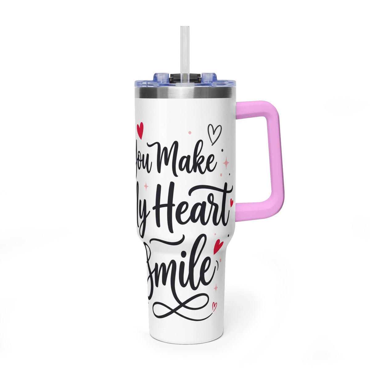 40oz Love-Themed Thermal Tumbler with Handle