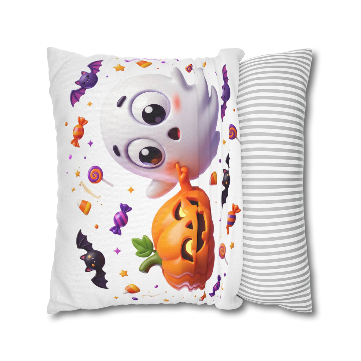 Halloween Ghost & Pumpkin Throw Pillowcase - Cute Spooky Decor