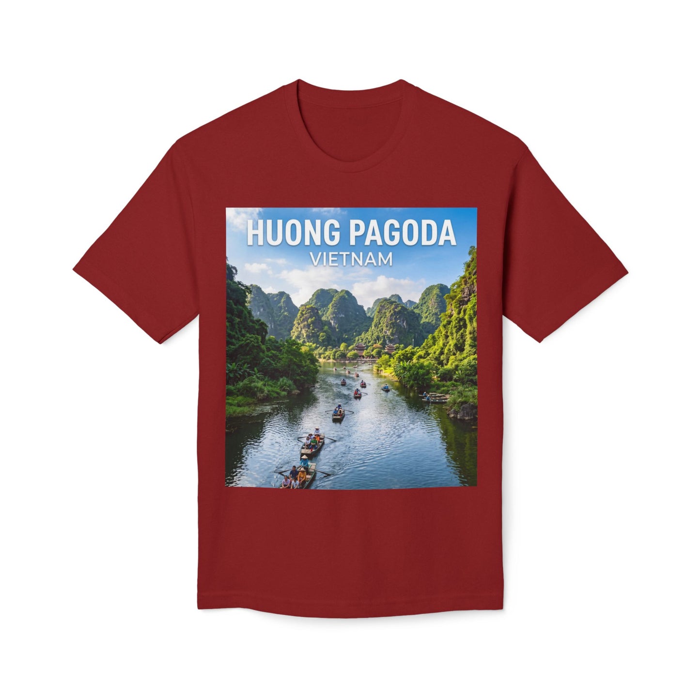 Huong Pagoda Vietnam T-Shirt — Scenic Ninh Binh River Travel Tee