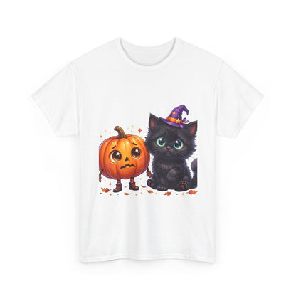Halloween Black Kitten & Pumpkin T-Shirt