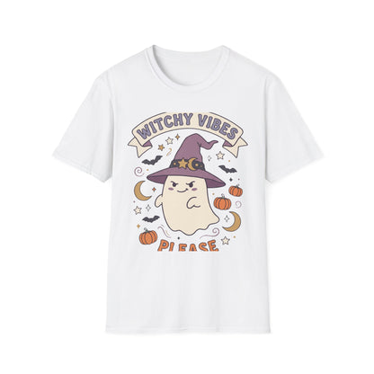 Witchy Vibes T‑Shirt — Cute Ghost Witch Halloween Tee