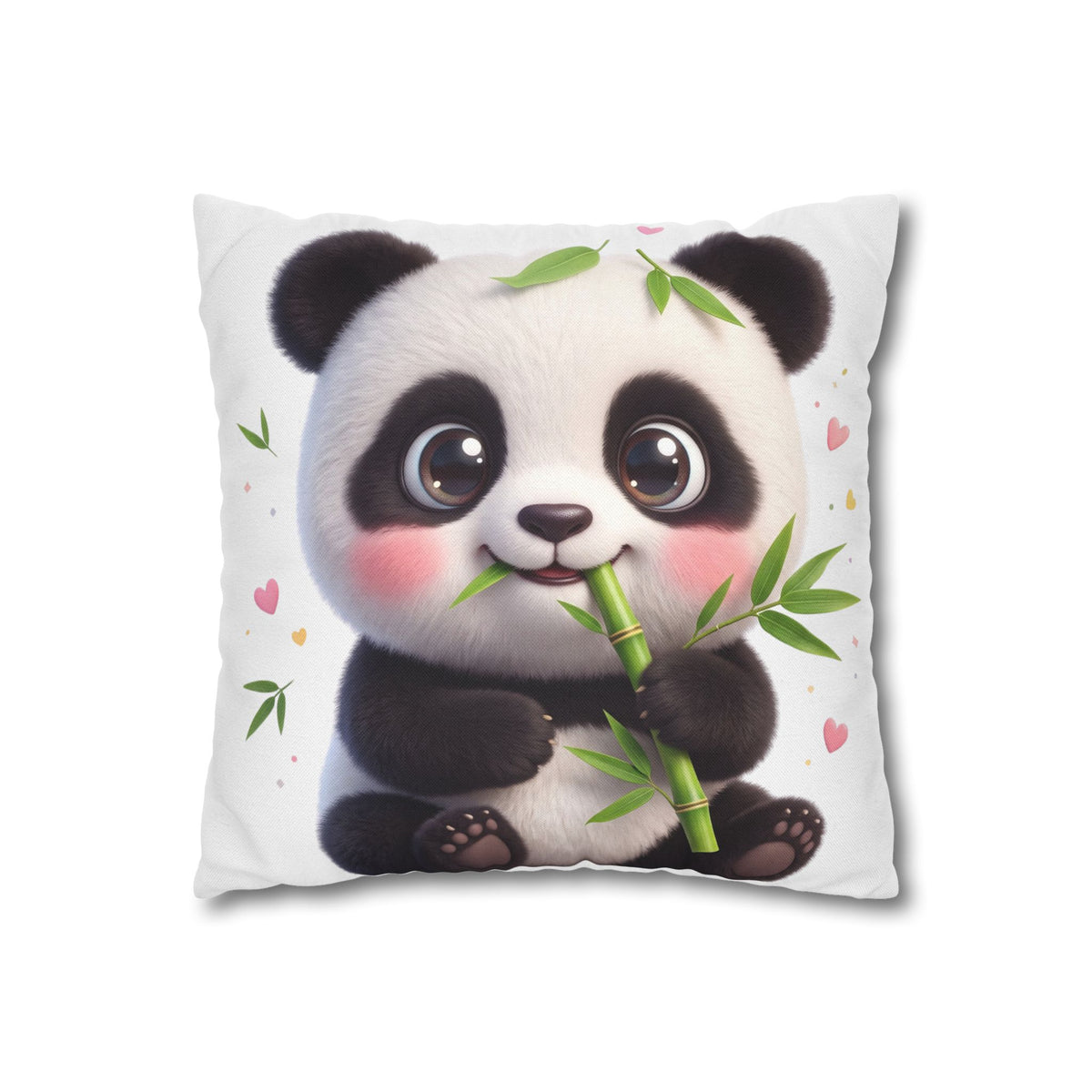 Cute Baby Panda Square Pillowcase — Adorable Bamboo-Eating Plush Decor