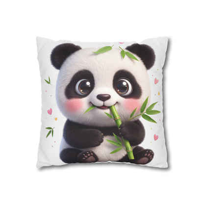 Cute Baby Panda Square Pillowcase — Adorable Bamboo-Eating Plush Decor
