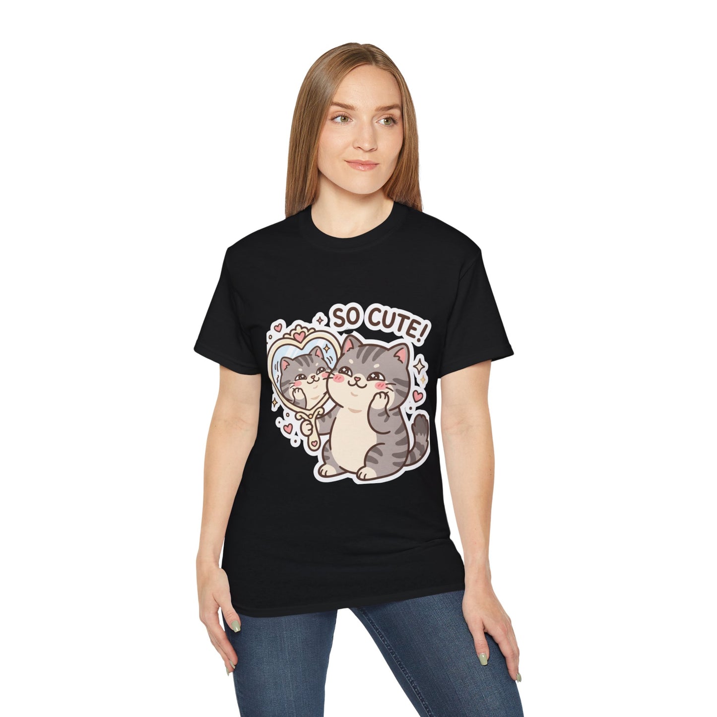 Cute Cat Mirror Tee - "So Cute!" Kawaii Cat T-Shirt