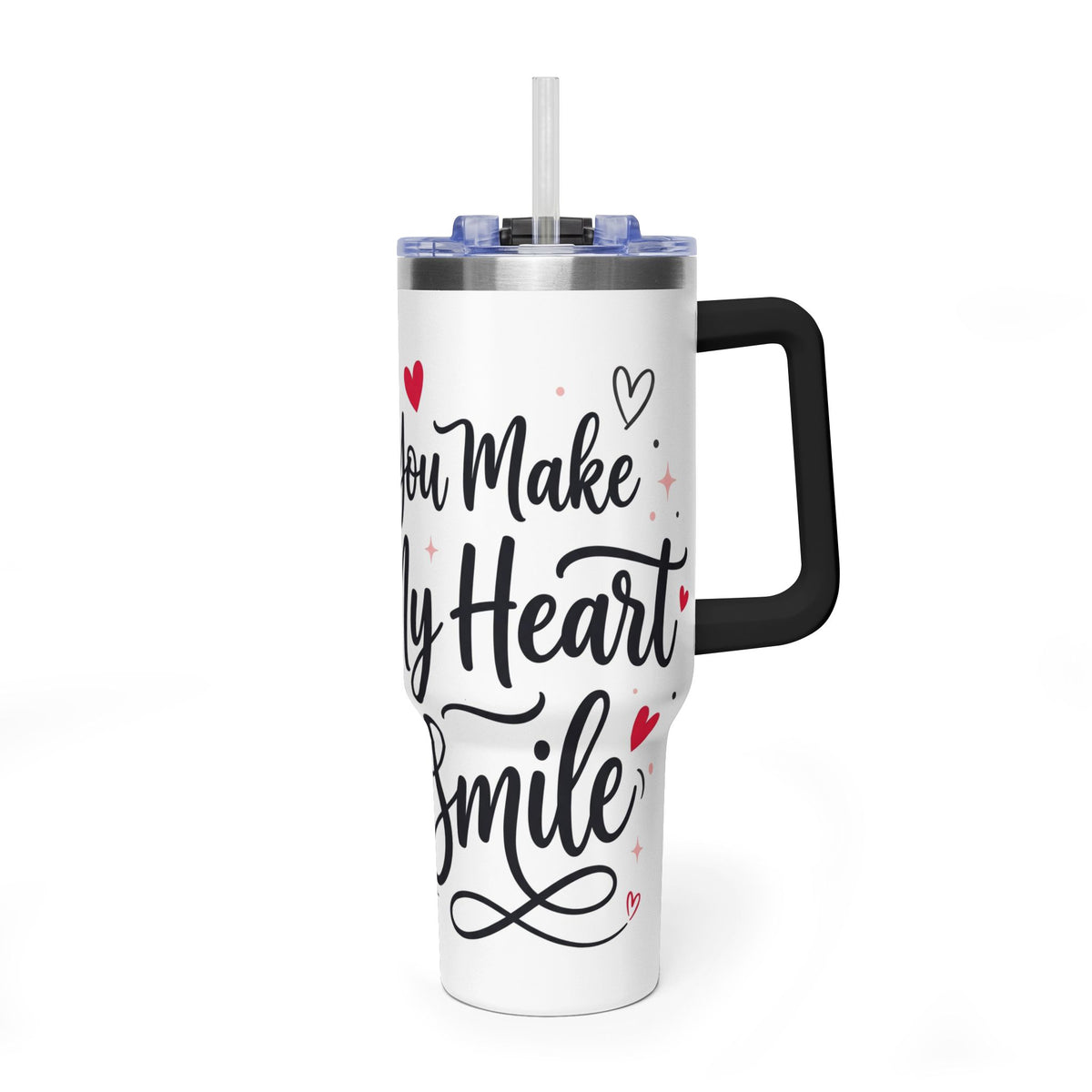 40oz Love-Themed Thermal Tumbler with Handle