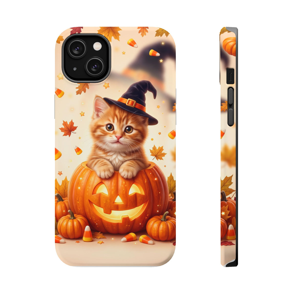 Halloween Kitten Pumpkin Phone Case — Magnetic Impact-Resistant