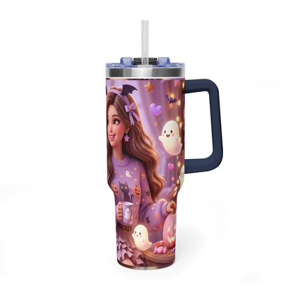 40oz Halloween Girl Ghosts Vacuum Thermal Tumbler