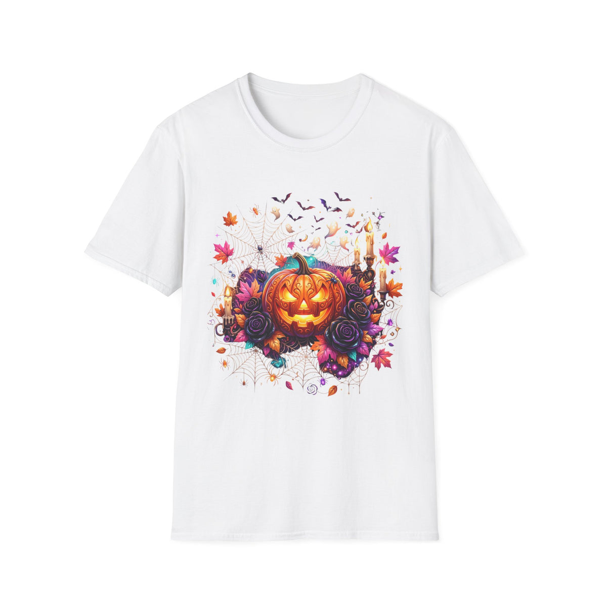 Jack-o'-Lantern Floral Halloween T-Shirt