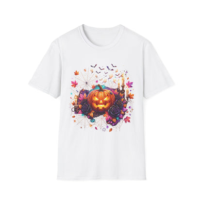 Jack-o'-Lantern Floral Halloween T-Shirt