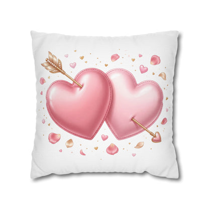 Valentine Pink Double Heart Arrow Decorative Pillowcase