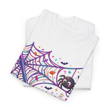Pumpkin Spider Web Halloween T‑Shirt — Cute Spooky Pumpkin Cartoon Tee