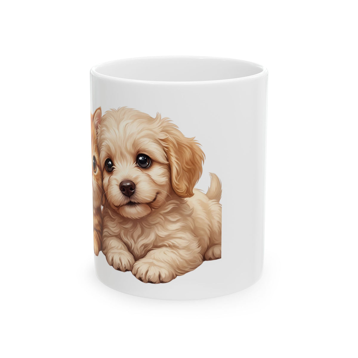 Cute Puppy Ceramic Mug – Adorable Fluffy Puppy Coffee Cup (11oz & 15oz)