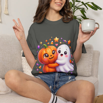 Halloween Pumpkin & Ghost T-Shirt — Cute Spooky Friends Graphic Tee