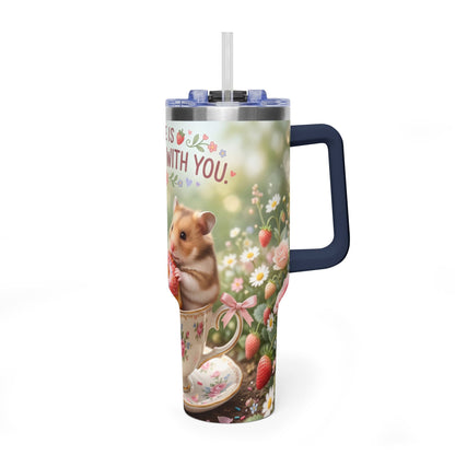 Life Is Sweeter With You Hamster Floral 40oz Thermal Tumbler