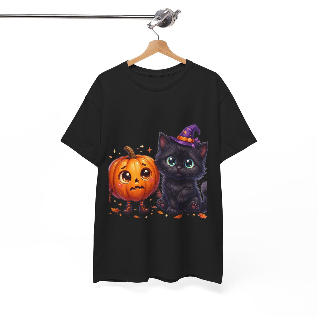 Halloween Black Kitten & Pumpkin T-Shirt