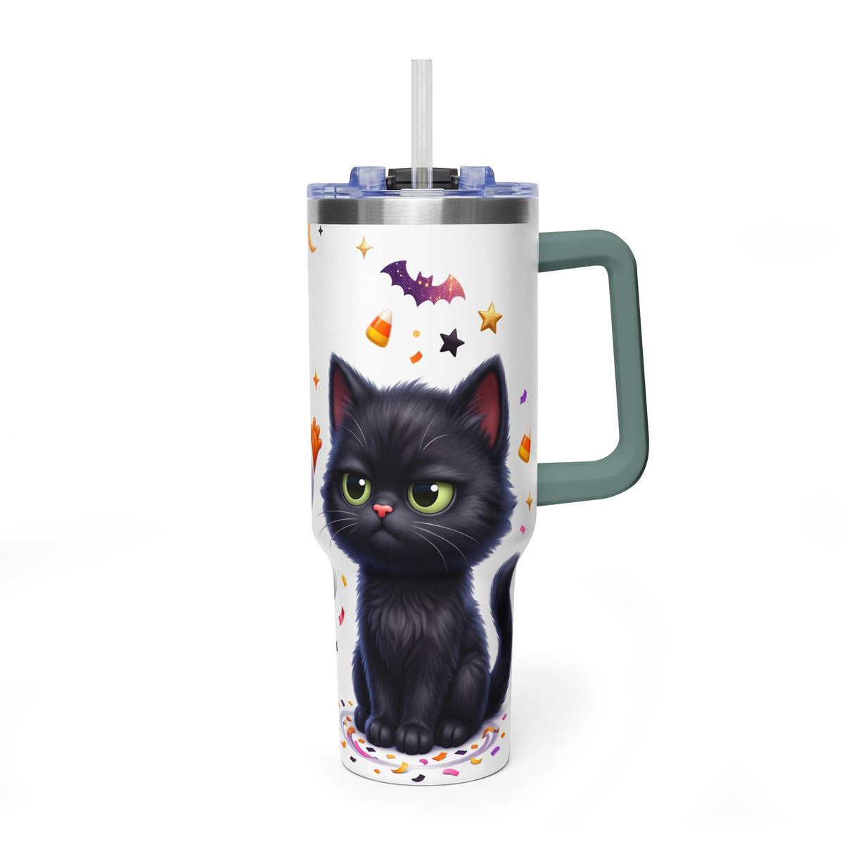 40oz Halloween Ghost and Black Cat Vacuum Thermal Tumbler