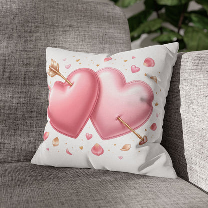 Valentine Pink Double Heart Arrow Decorative Pillowcase