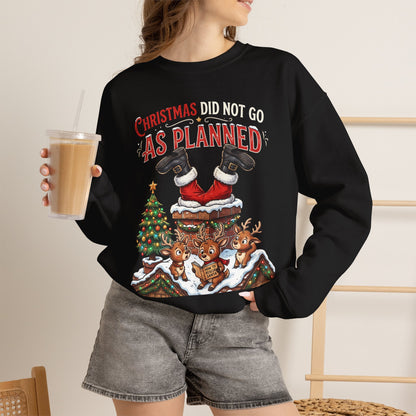 Christmas As Planned Sweatshirt — Funny Santa Tumble Holiday Crewneck