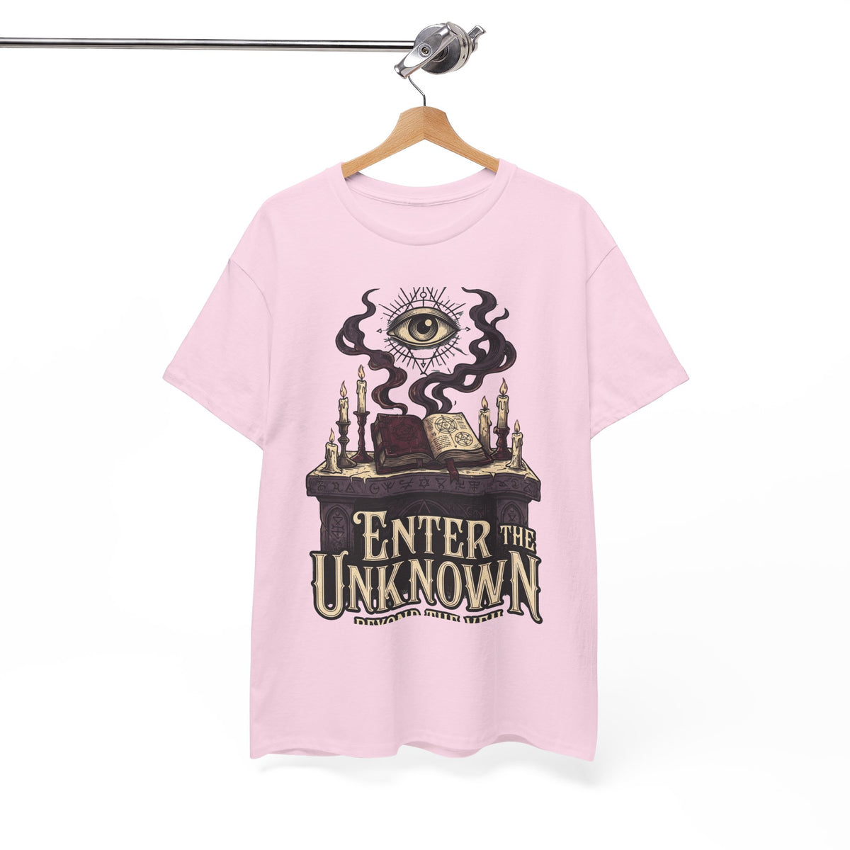 Occult Graphic Tee — "Enter the Unknown" Mystic Eye & Spellbook T-Shirt