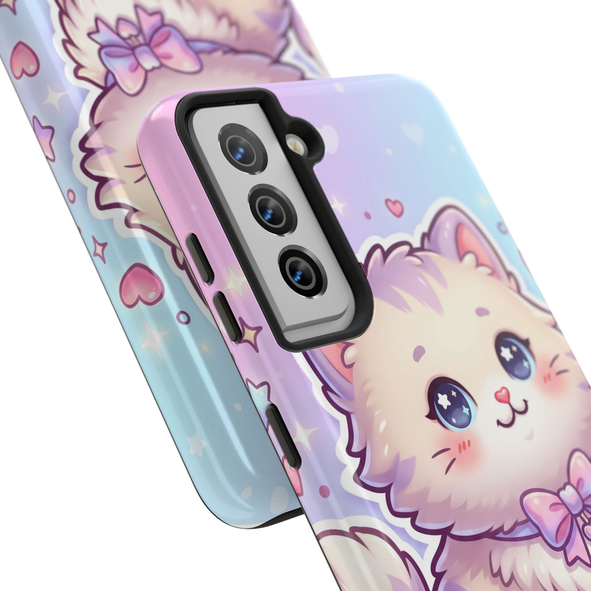 Cute Pastel Kawaii Kitten Tough Phone Case — Cute Cat with Bow Protective Cover