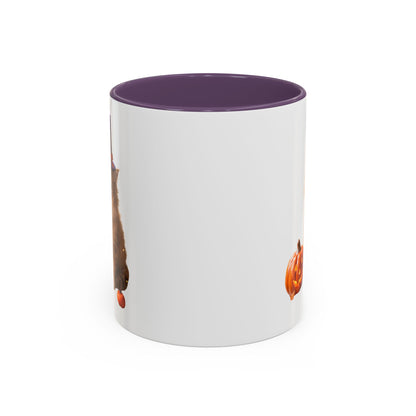 Halloween Cat Coffee Mug with Witch Hat and Pumpkin