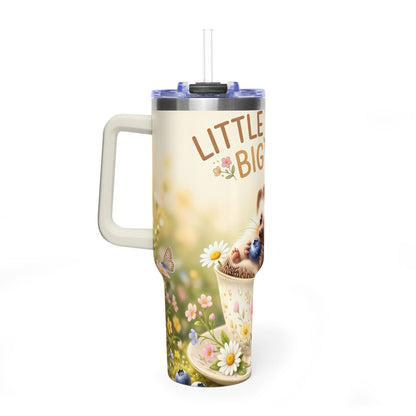 Little Things Big Joy Hedgehog Floral 40oz Thermal Tumbler