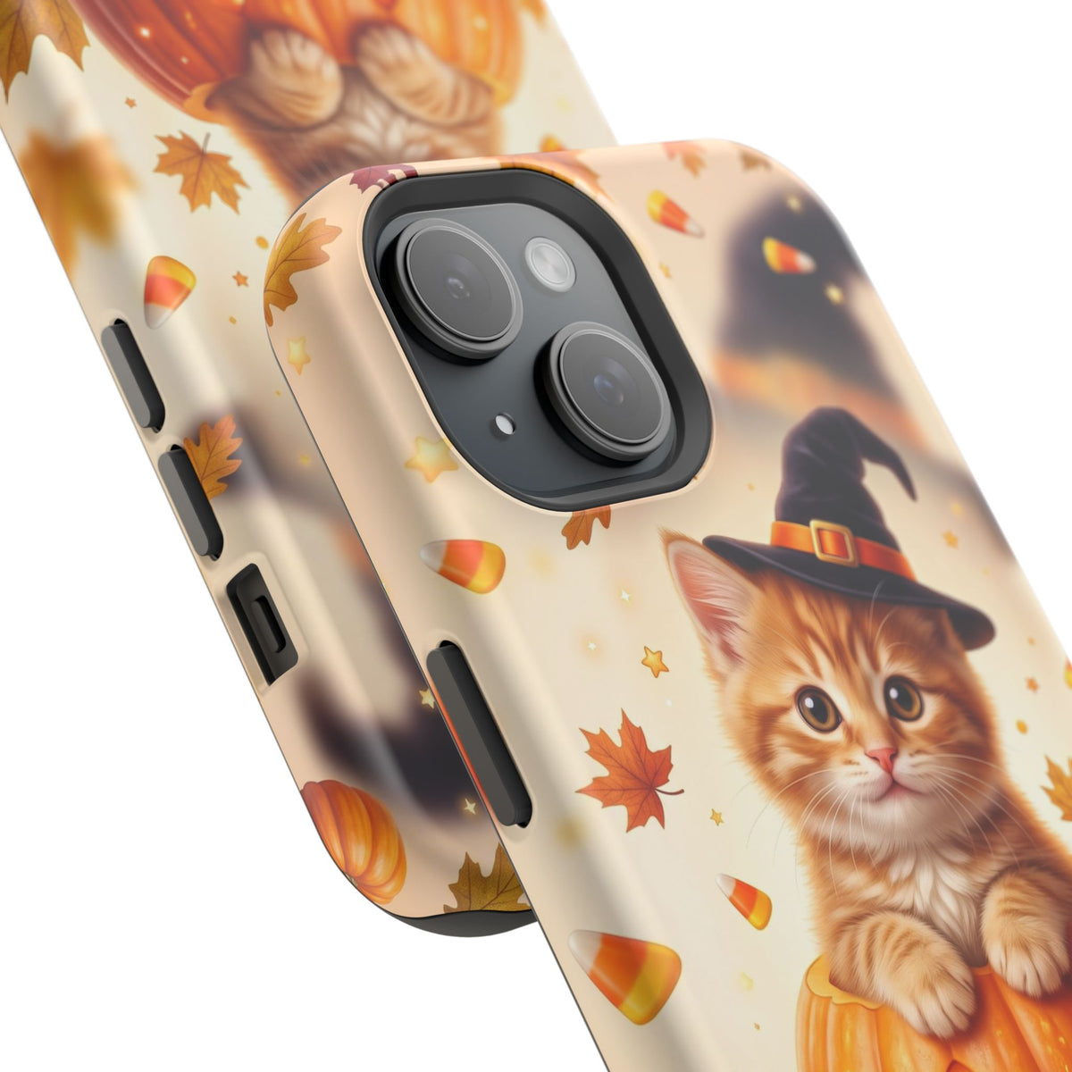 Halloween Kitten Pumpkin Phone Case — Magnetic Impact-Resistant