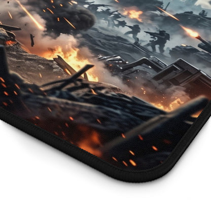 Futuristic Soldier Gaming Desk Mat — Sci‑Fi Battle Scene Mouse Pad
