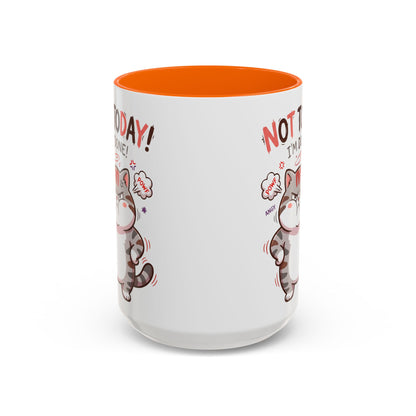 Funny Cat Mug - "Not Today! I'm Done" Accent Coffee Mug (11/15oz)