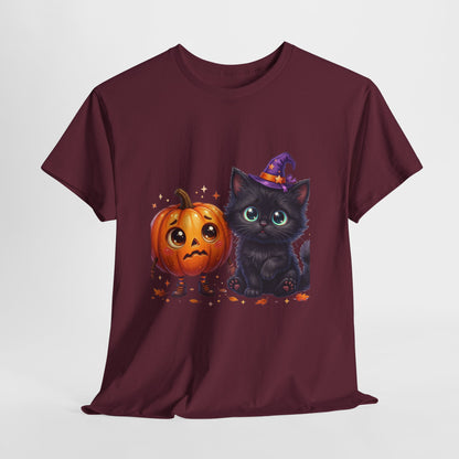 Halloween Black Kitten & Pumpkin T-Shirt