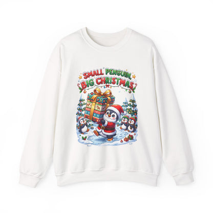 Penguin Christmas Crewneck Sweatshirt — "Small Penguin Big Christmas" Holiday Pullover