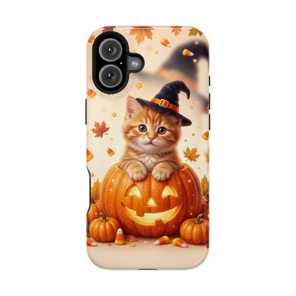 Halloween Kitten Pumpkin Phone Case — Magnetic Impact-Resistant