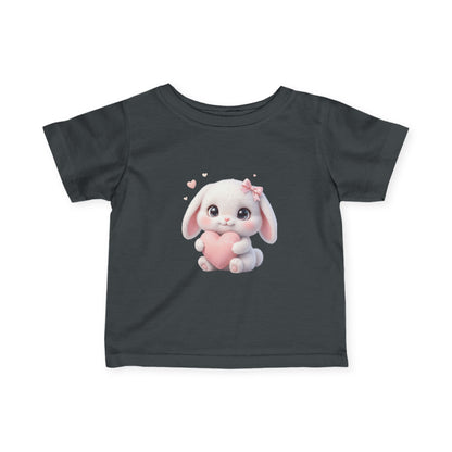 Infant Tee — Cute Bunny Holding Heart Baby Shirt (Easter, Newborn Gift)