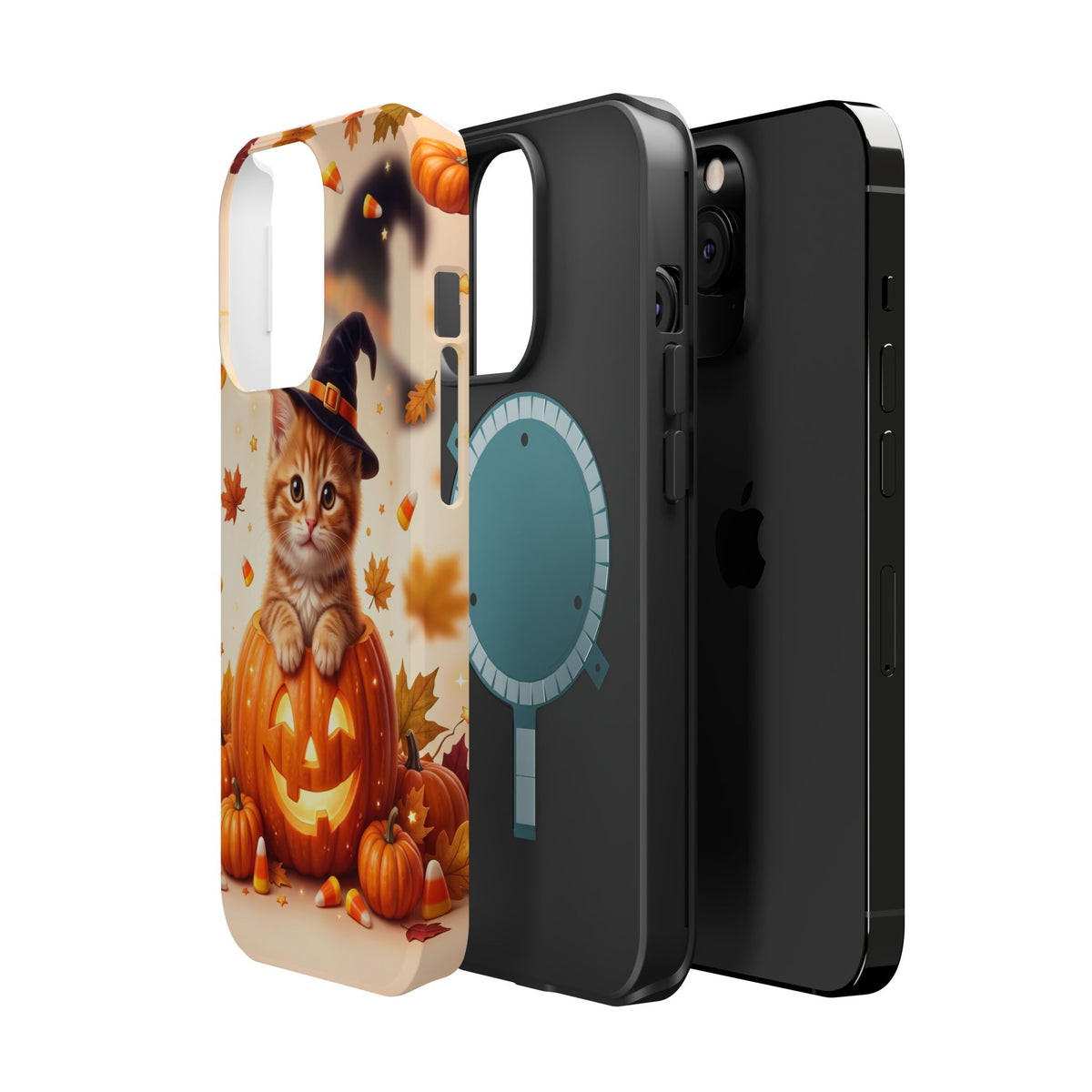 Halloween Kitten Pumpkin Phone Case — Magnetic Impact-Resistant