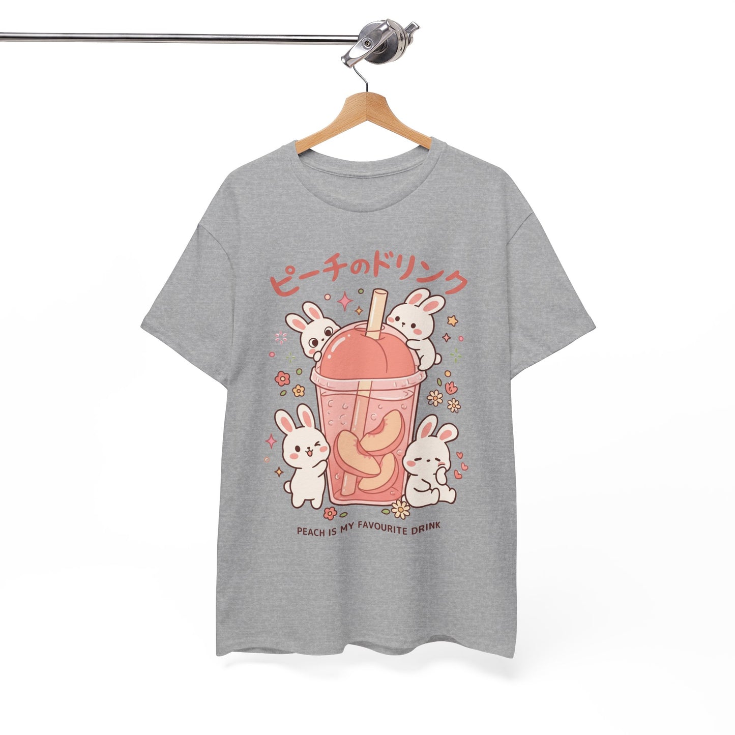 Peach Drink Cute Bunny T-Shirt