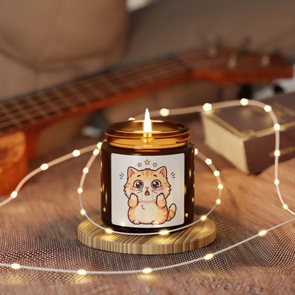 Kawaii Starry Cat Soy Candle — Amber Jar Scented Candle (Multiple Sizes)