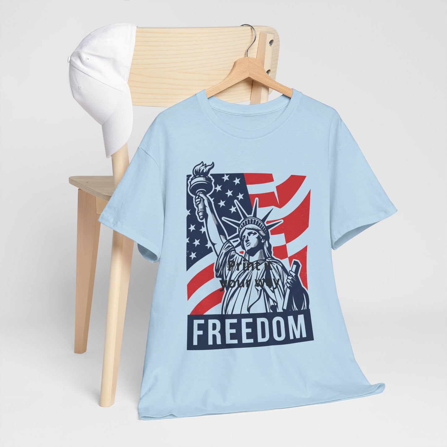 Freedom Statue T-Shirt — Patriotic USA Flag Tee (Statue of Liberty Design)