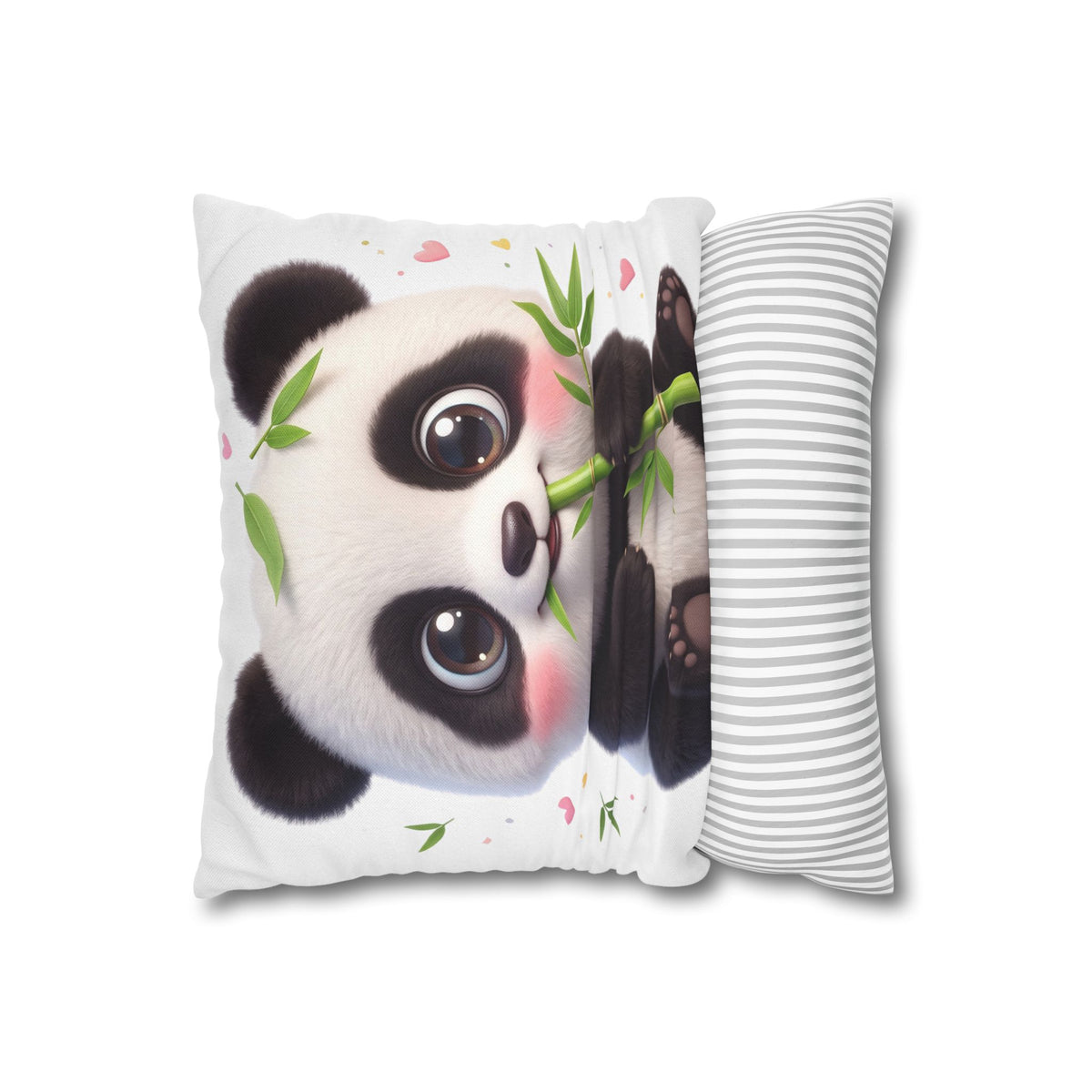 Cute Baby Panda Square Pillowcase — Adorable Bamboo-Eating Plush Decor