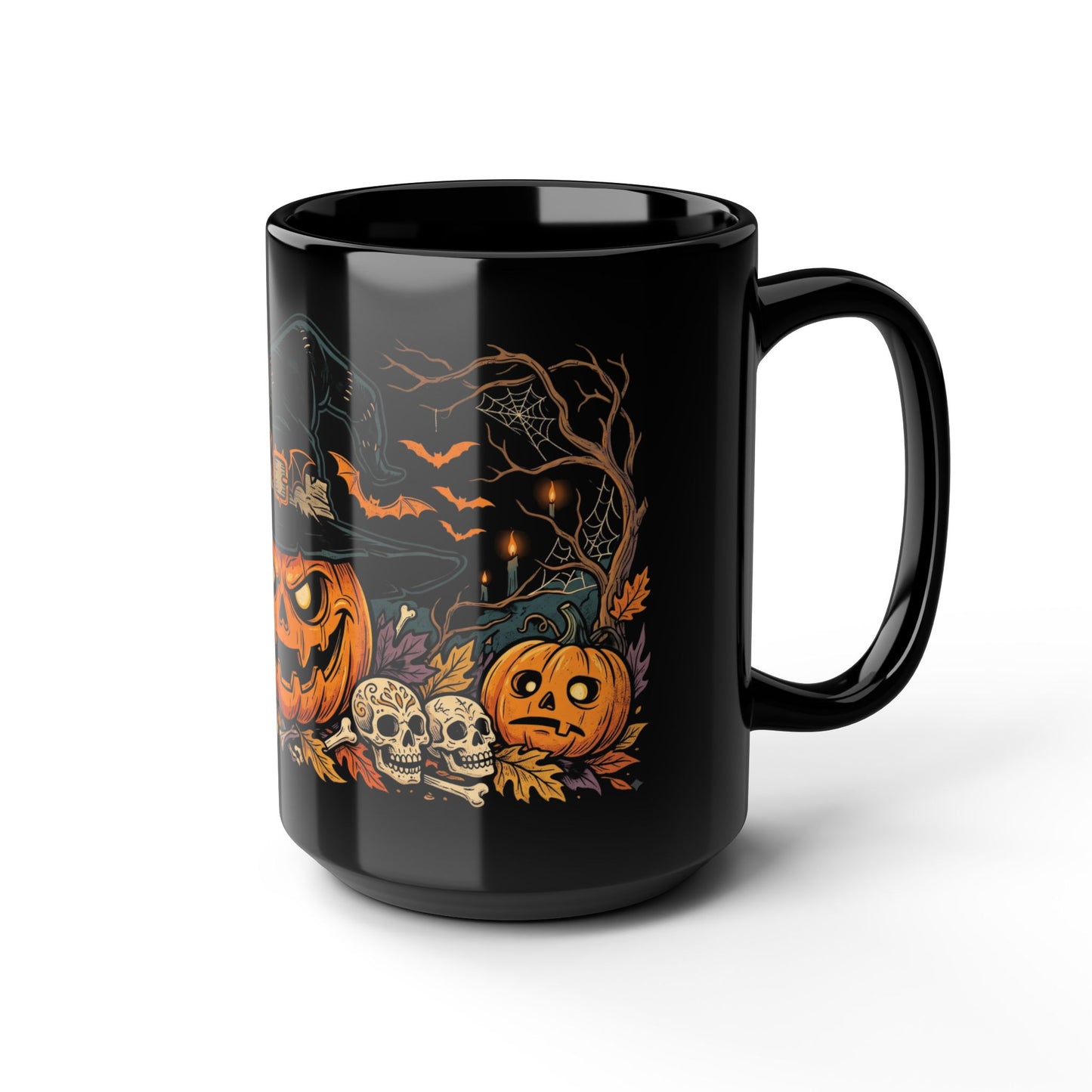 Halloween Pumpkin Witch Black Mug – Spooky Jack-O'-Lantern Coffee Cup (11oz/15oz)
