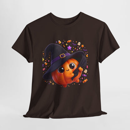 Pumpkin Witch T-Shirt — Cute Halloween Jack-o'-Lantern with Witch Hat