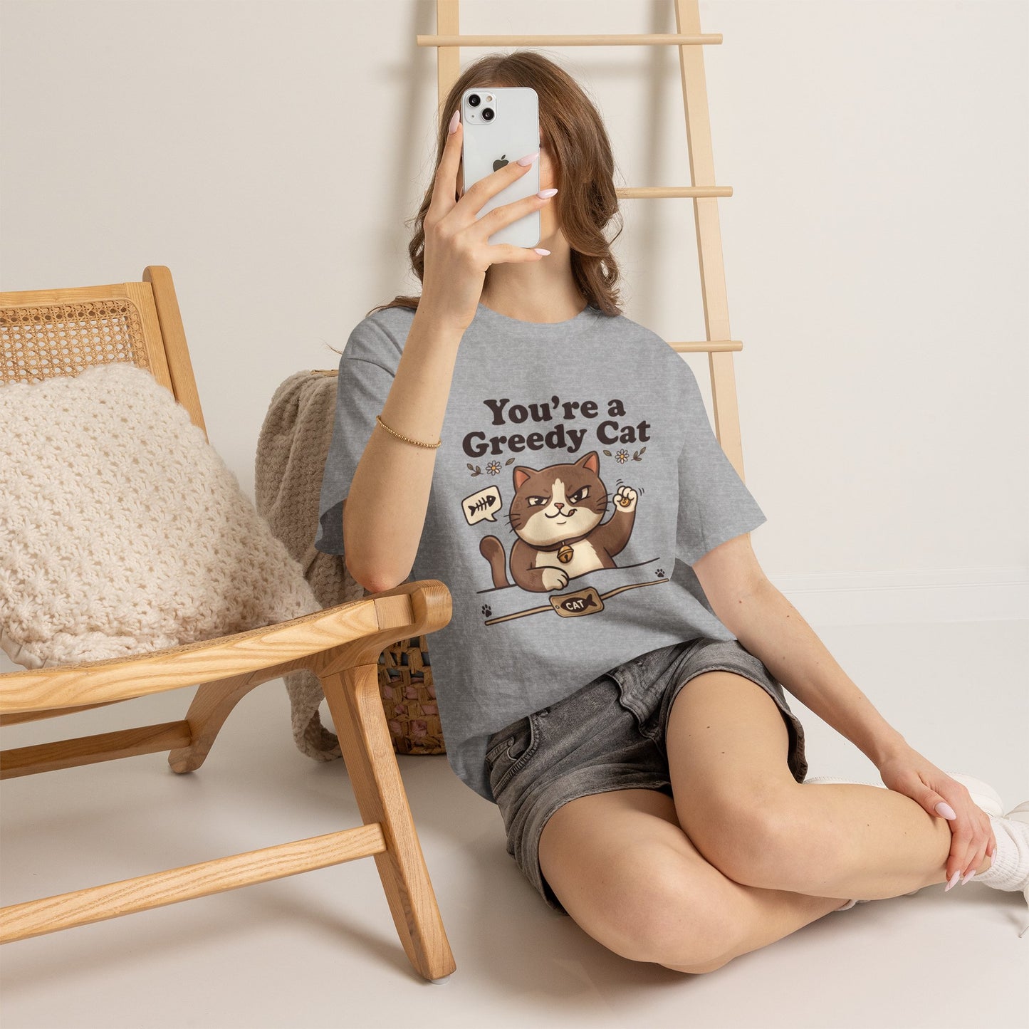 You’re a Greedy Cat T-Shirt – Cute Cartoon Cat Graphic Tee for Cat Lovers